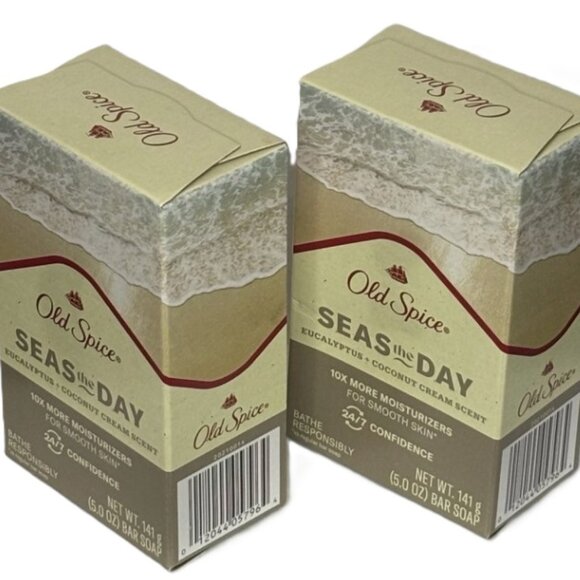 Old Spice Men's Bar Soap Seas The Day with Eucalyptus & Coconut Cream Scent (2x) - Picture 1 of 1
